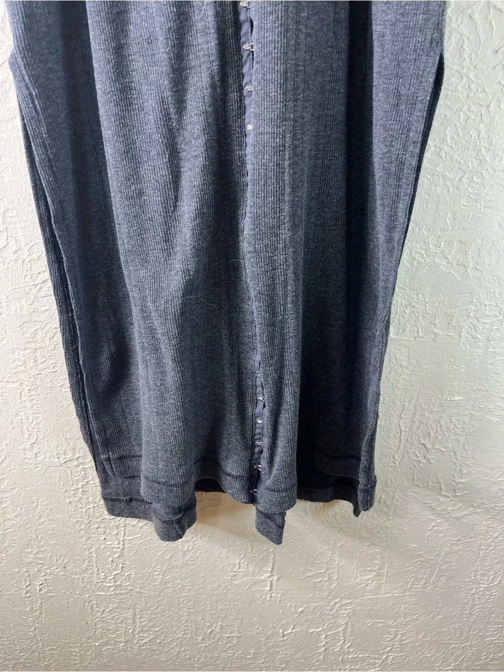 Free People Drop Needle Ribbed Venice Hook Front Dress in Dark Grey